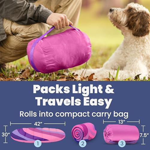 Image of Travel Dog Bed (42 inch x 30 inch) - Foldable & Packable for Travel, Road Trip, Camping - Lightweight, Water Resistant & Cozy Soft Padding - Compact, Portable & Machine Washable - Medium & Large Breeds: Pink