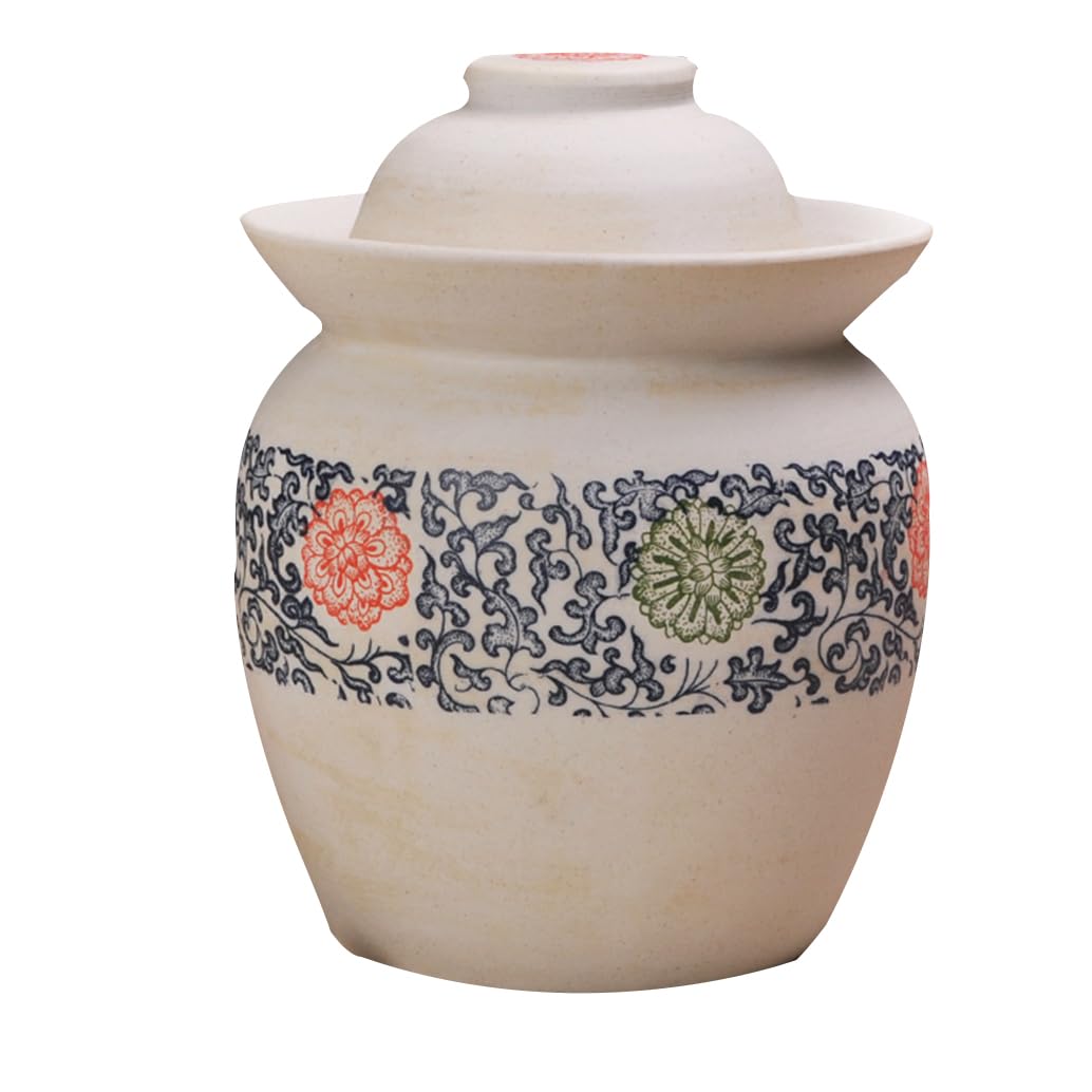 Kit di Barattolo di Fermentazione Tradizionale Barattolo di Sottaceti in Porcellana Grezza Cinese per Sottaceti Kimchi, Ceramica a Doppia Faccia in Vetro Che Ferment 4kg
