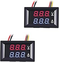 Greluma 2 Pcs 0.28 Inch Digital Voltmeter Ammeter Current Voltage Tester DC 100V 10A Dual LED Display Panel Blue + Red 3 Bit
