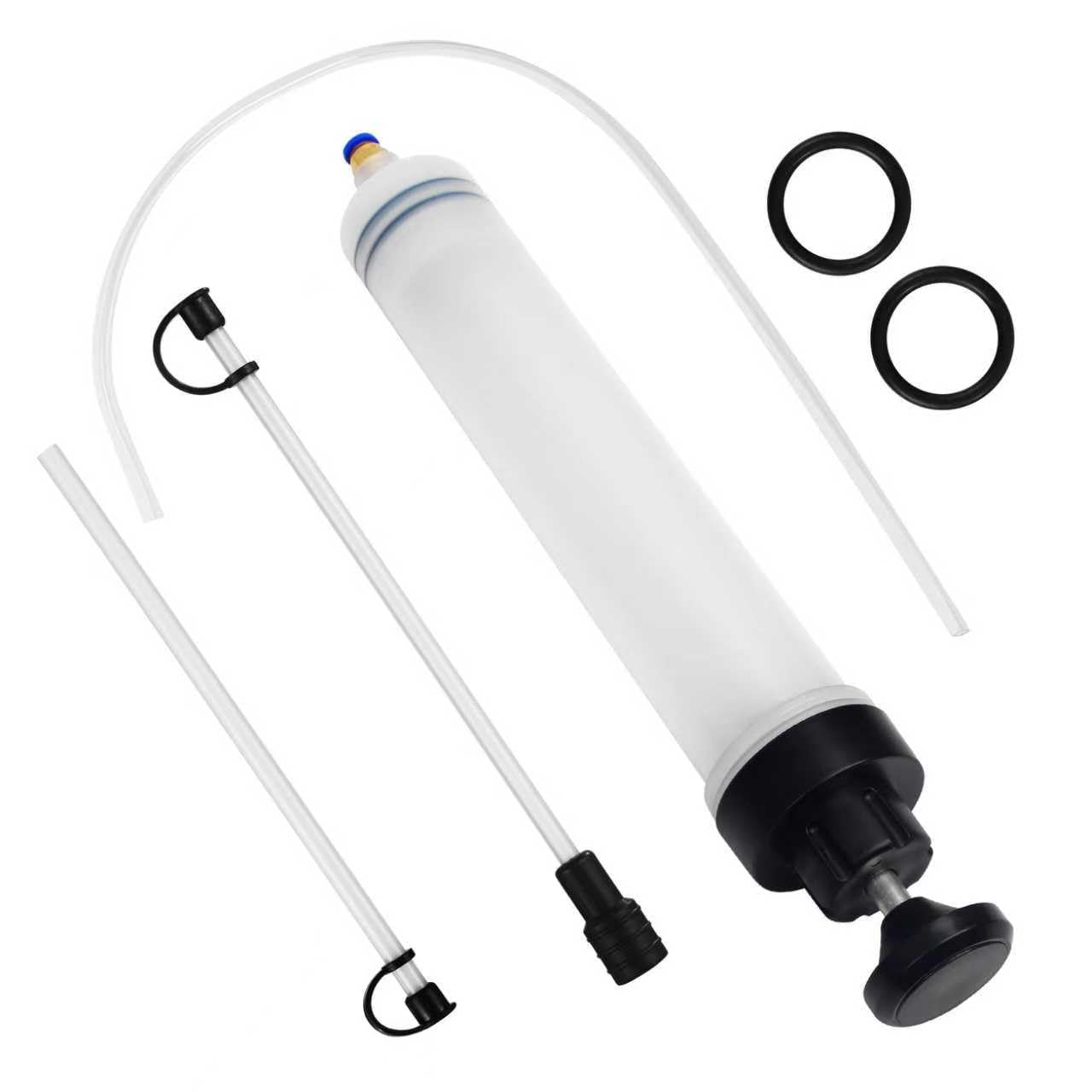 Pistolet D'aspiration D'huile, Oil Syringe 500ml, Seringue a Huile avec 2 Tuyaux, Une Paire D'anneaux en Caoutchouc de Rechange et un Tube D'extension d'un Mètre, Aspiration et Remplissage