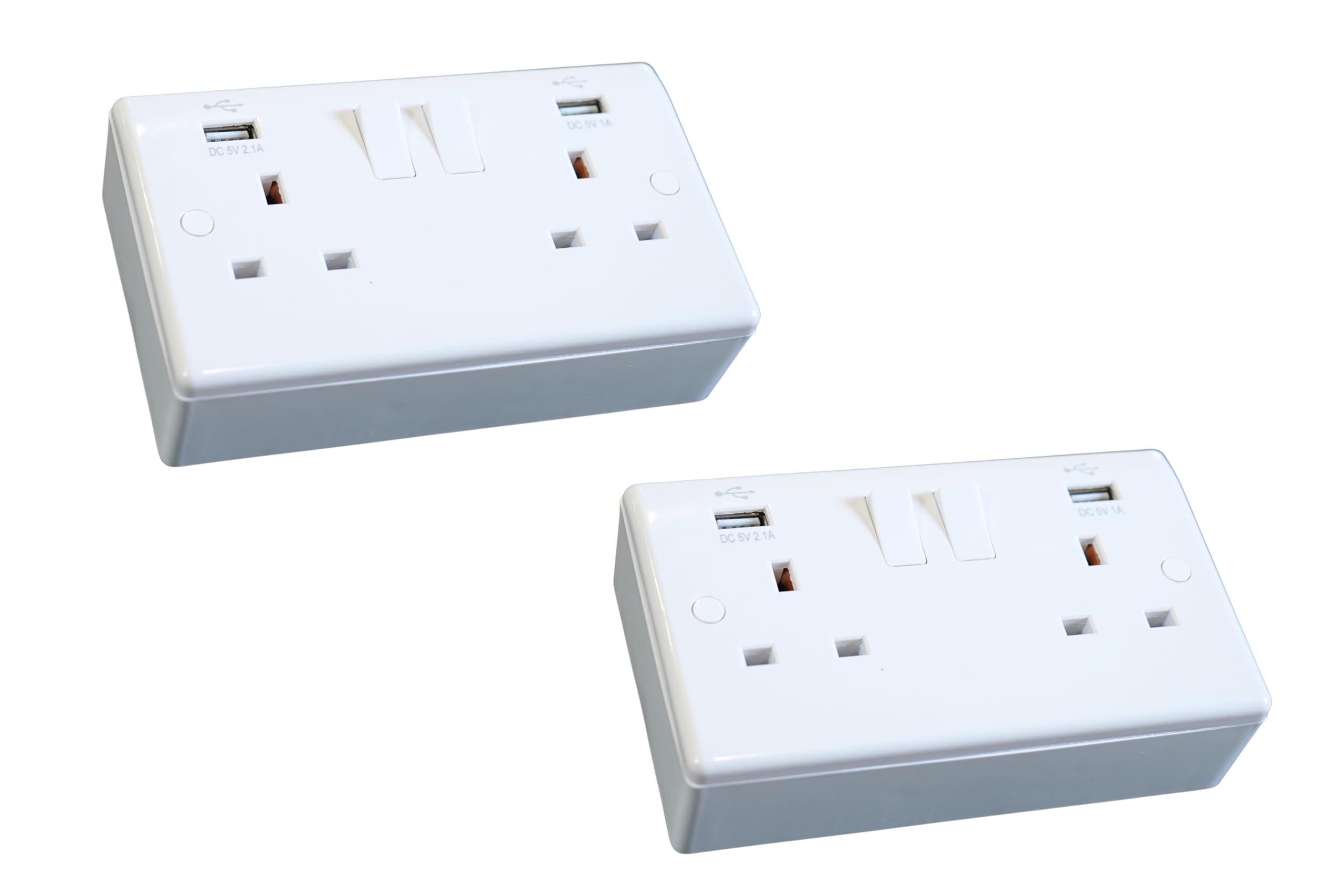 SHPELEC ® Premium Curved Edge White Electrical Sockets Range - Convenient and Versatile Power Solution (USB Type A - 2 Gang (2 Pack)) — image 1