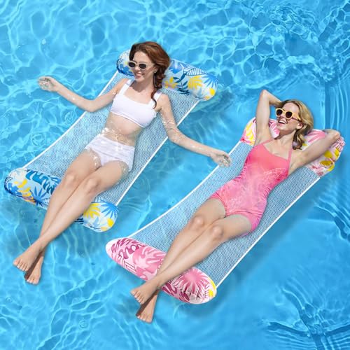 Zikenis 2 Stück Luftmatratze Pool, Aufblasbare Wasserhängematte, Schwimmbett, Hängematte Wasser mit Netz und Aufblasbare...