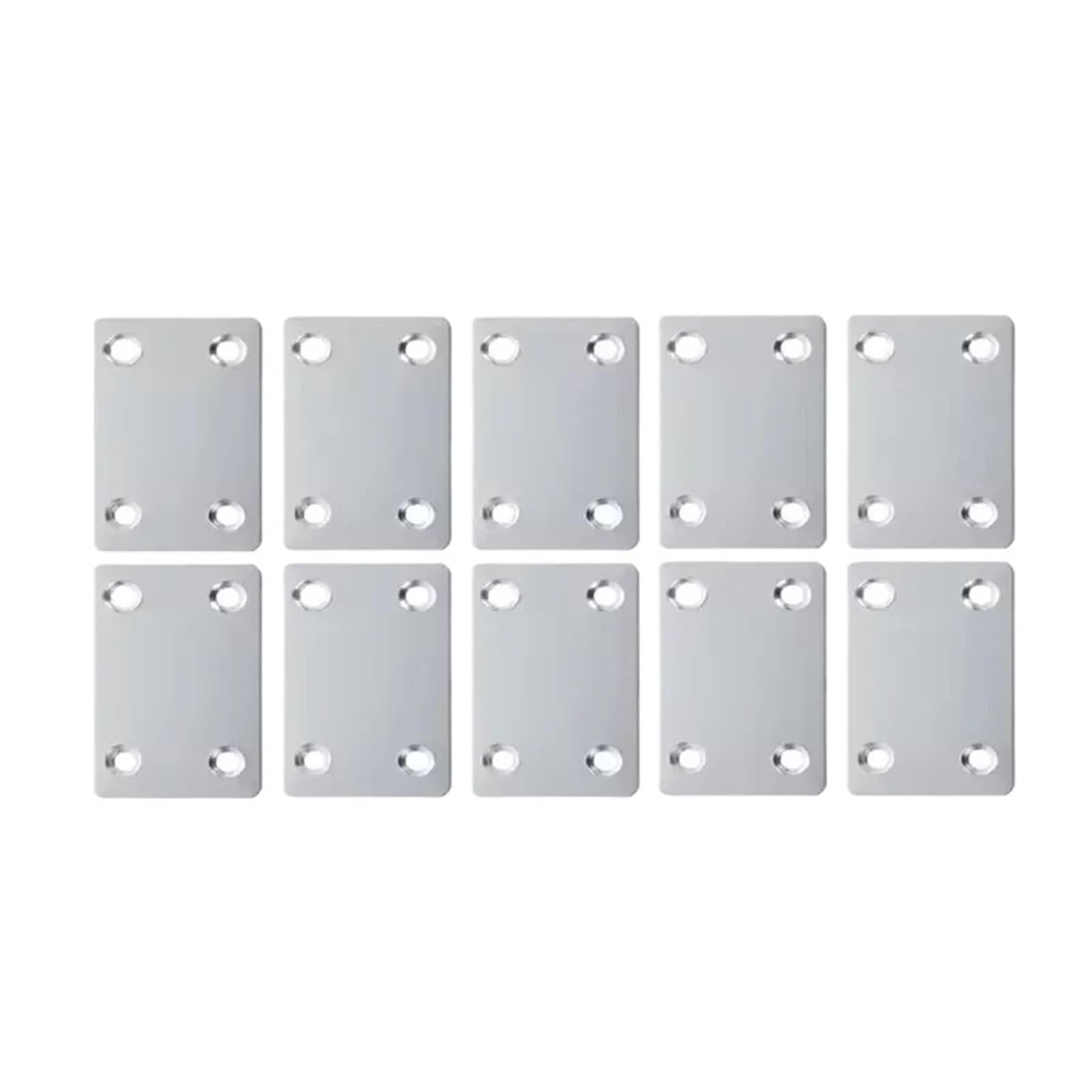 Zihdke 10Sets 10/20Pcs Stainless Steel Fixing Corner Brackets Silver 4 Hole Metal Flat Repairing Plate With Screws Portable Wooden Furniture Fasteners For Repairing(10Sets)
