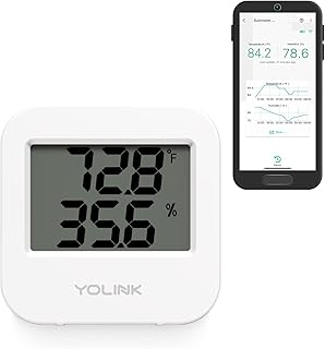 Smart Temperature Humidity Sensor Works w/ Alexa IFTTT, 1/4 Mile Super Long Range Wireless Digital Hygrometer Indoor Thermometer Humidity Meter Temperature Humidity Monitor Sensor -YoLink Hub Required