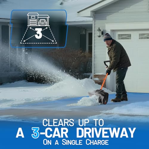 Litheli Cordless Snow Shovel, 20V 12'' Electric Snow Blower for Driveway, Battery Powered Snow Thrower, 4.0Ah Battery Included by LiTHELi - Image 4
