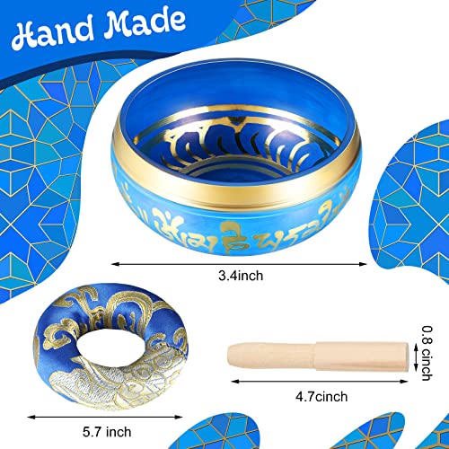 Bbto Tibetan Singing Bowls Set For Healing 3.4 Inch Meditation Sound Bowl With 7 Pcs Chakra Crystal Stones Mallet Cushion Chakra Bracelet Pendant For Yoga Mindfulness Spiritual Healing #TOP2