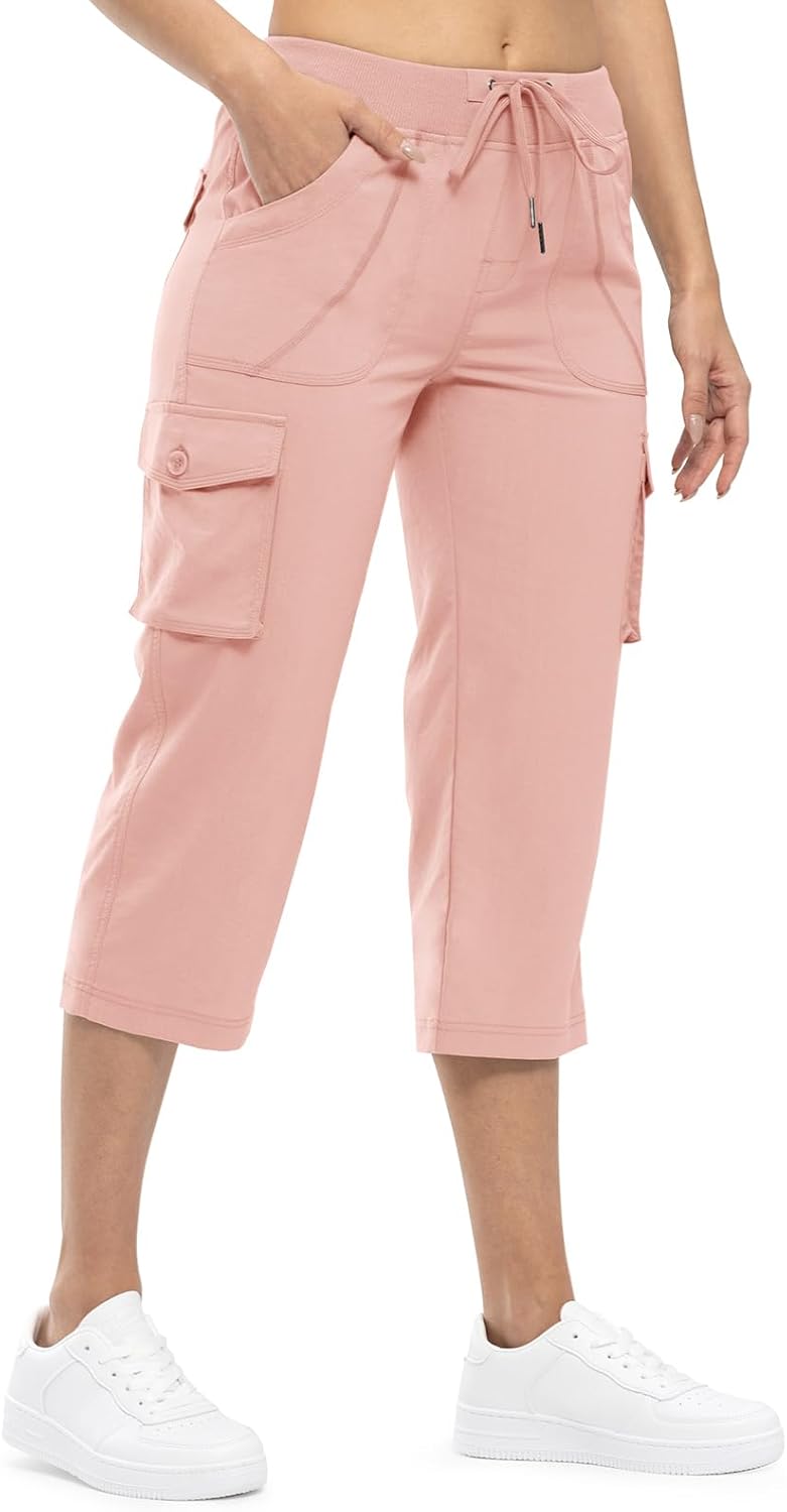 TBMPOY Womens Cargo Capris Lightweight Hiking Pants 6 Pockets Quick Dry Casual Outdoor Trip Loose Shorts Cropped Cotton - Image 3