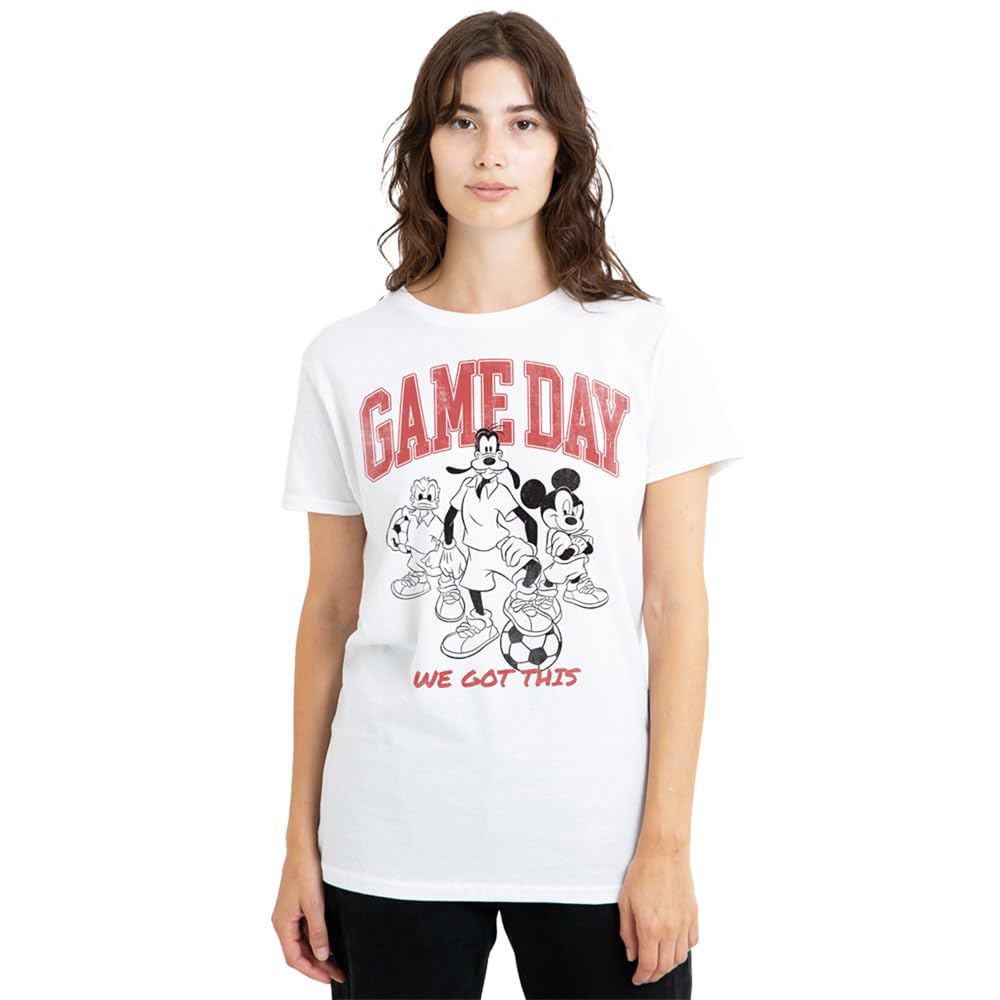 Disney Mickey Friends Game Day Ladies T Shirt, White, XX-Large