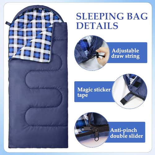 Uniqwamer Bolsa de Dormir para Niños para Niñas y Niños - Bolsa de Dormir para Camping de Franela Ligera e Impermeable para Clima Frío y Cálido de 4 Temporadas 45°F miniatura 4