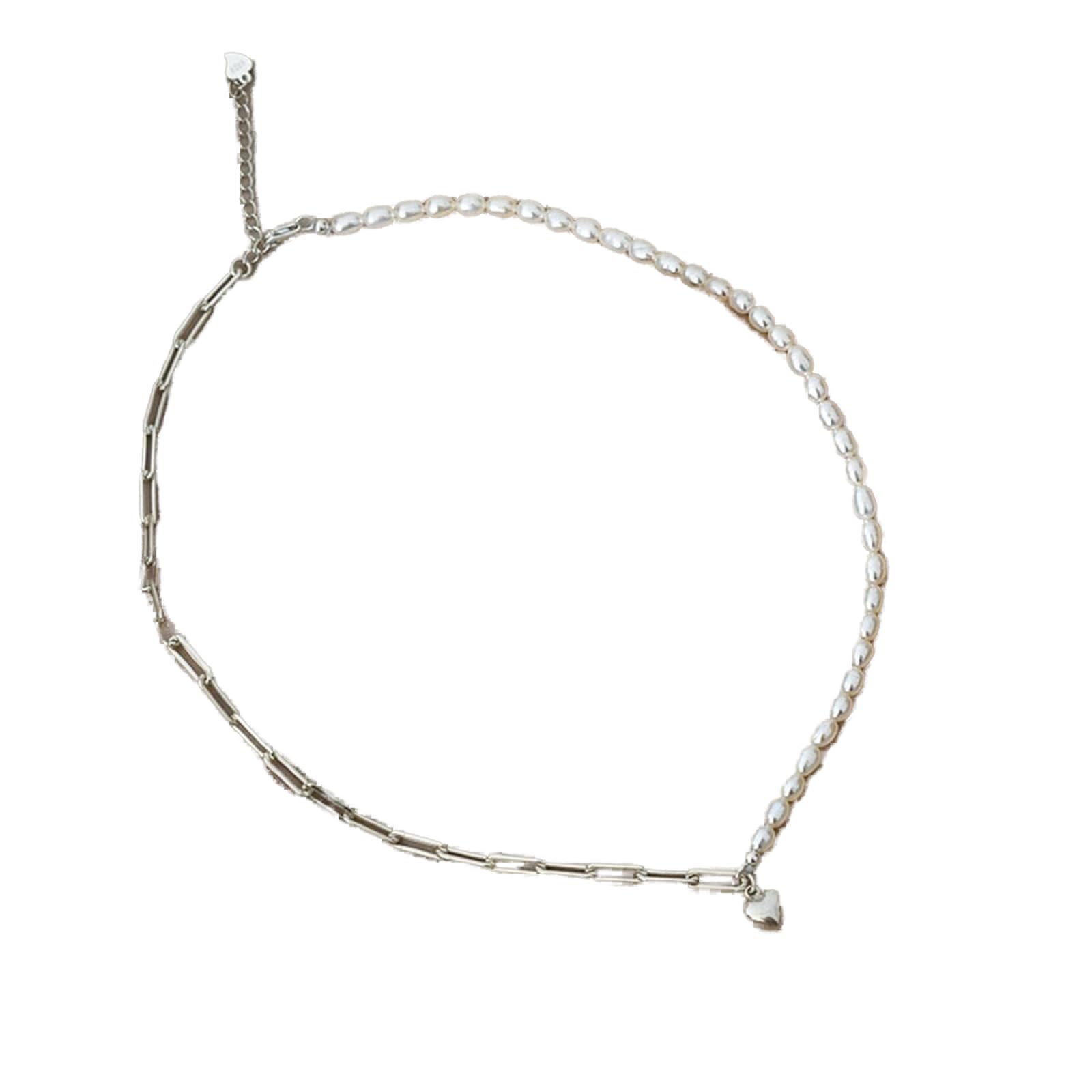 Collana di Perle d'Acqua Dolce Naturali 925 Gioielli in Argento Sterling con Collana per Donna