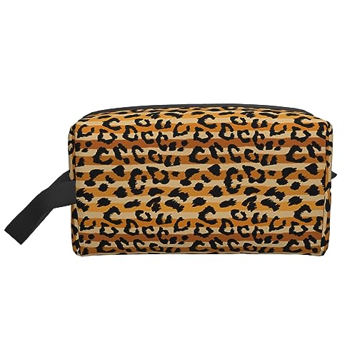 Beauty case da viaggio con zucche arancioni leopardate e borsa per il trucco da personalizzata grande capacità con cerniera multi-stile portatile idea regalo per uomini