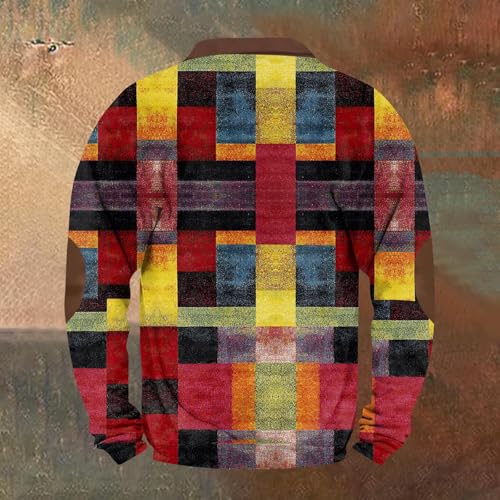 Mens Fall Workout Fashion Prints Long Sleeve V-Neck Casual Zip Up Vintage Cardigan Sweatshirts2