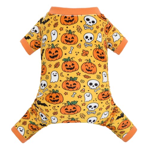Image of CuteBone Small Dogs Outfit Soft Puppy Onesies Pjs Halloween Dog Pajamas Pet Coat Cat Apparel Comfy Doggie Jumpsuit Bodysuit for All Seasons P347M