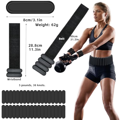 BBK Up to 5 LBS Adjustable Weighted Belt For Women and Men, Weighted Walking Exercise Belt for Gym, Strength Training, Wrist & Ankle (Black) — view 2