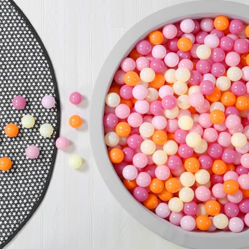 Image of GOGOSO Ball Pit Balls for Toddler, Baby Plastic Playballs Kids Soft Pastel Pelotas Non-Toxic BPA-Free 3pink+Orange+Yellow, 100 Balls