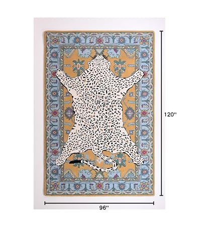 Tapete de Lana Leopardo Hecho a Mano 91x152 cm Azul miniatura 3