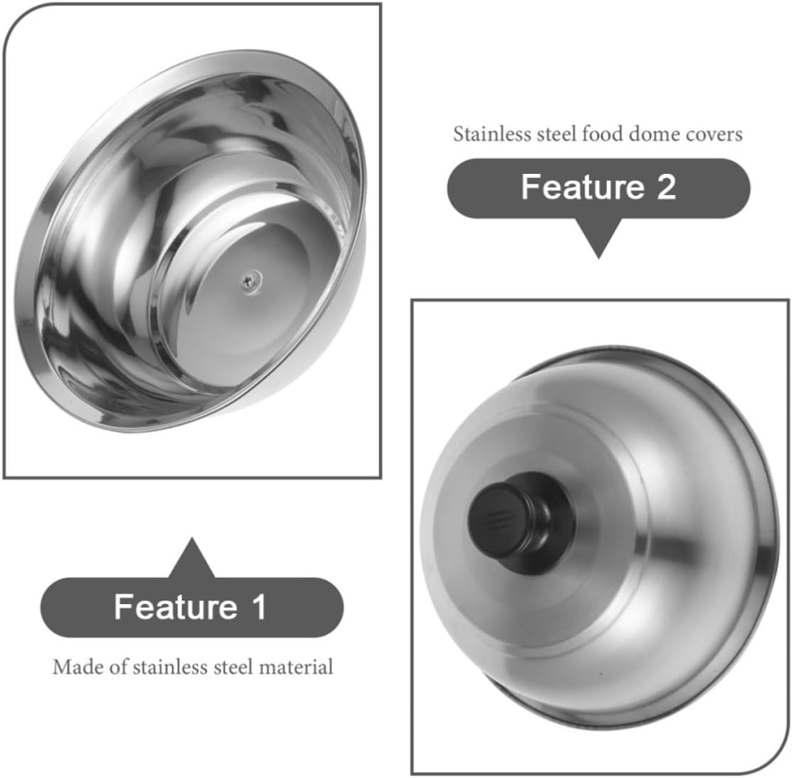 2pcs Stainless Steel Basting Cover for Griddle, Food Dome Covers with Even Heat Distribution and Sturdy Construction, for Cooking and Steam-roasting Veggies