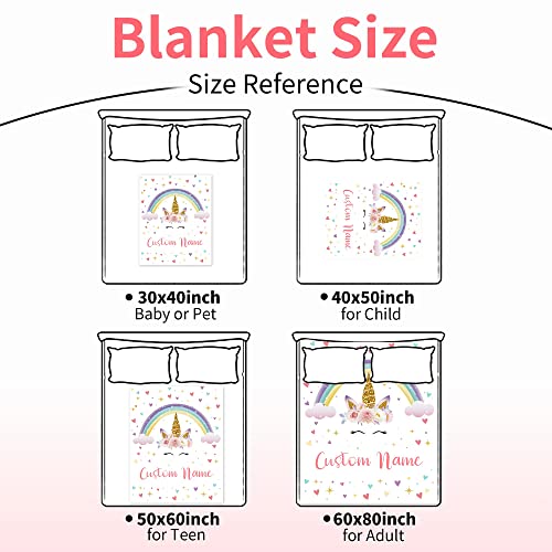 Image of Personalized Horse Blanket with Name for Girl Custom Name Blanket for Kids