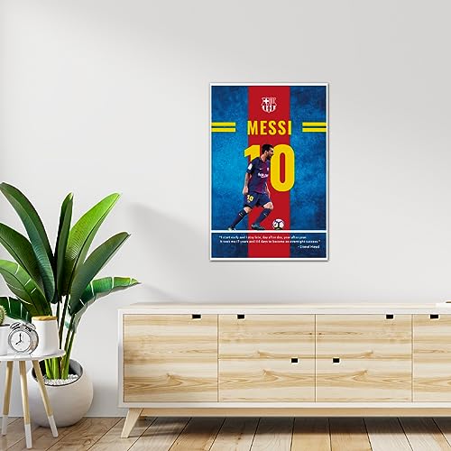 Image of TenorArts Lionel Messi Poster Barcelona Quotes Wall Posters Adhesives on back with Thick 300 GSM Matt Finish Papers (18inches x 12inches)