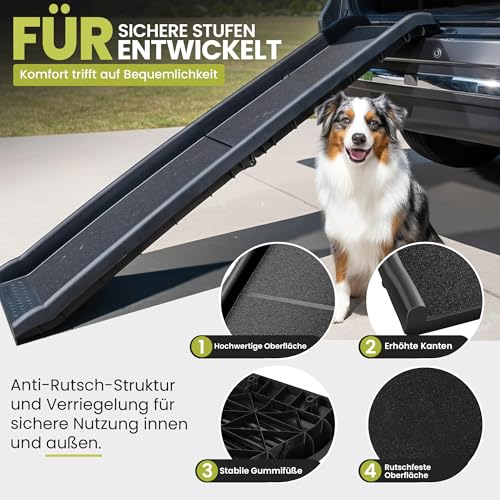 all Pets United® Hunderampe klappbar Hundetreppe Hunde- & Katzentreppe Rampe Einstiegshilfe für Kofferraum Haustiertreppe für Große & Kleine Tiere (Hunderampe)