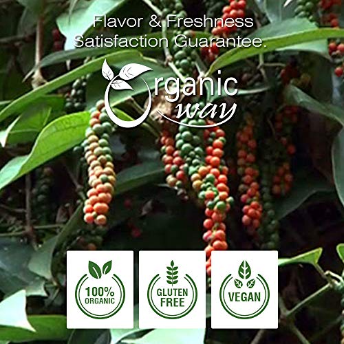 Organic Way Premium White Peppercorns Whole (Piper Nigrum) - Grinder Refill | Organic & Kosher Certified | Raw, Vegan, Non Gmo & Gluten Free | Usda Certified | Origin - India (1/2Lbs / 8Oz) #TOP5