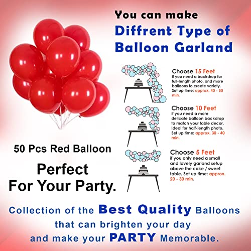 Image of Party Propz Red Balloons for Decoration - Set of 50 Pcs Red Metallic Balloons For Decorations | Balloons For Birthday | Anniversary Decoration Items (Latex)