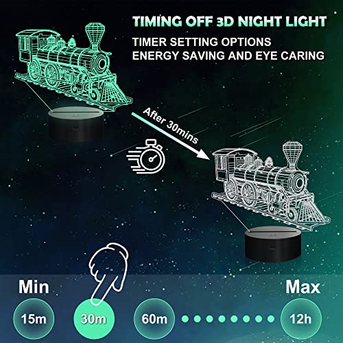 Lámpara de Mesa Noche Tren 3D Multicolor con Control miniatura 4