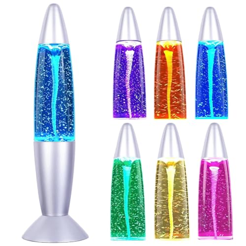 Image of KARP LED Motion Lamp with Multicolor Glitter Effect |USB & Battery Slot(Batteries Not Included)|Relaxing Decorative Night Lamp for Home, Office & Gifts (13.5 Inch Rocket Shap Lamp)