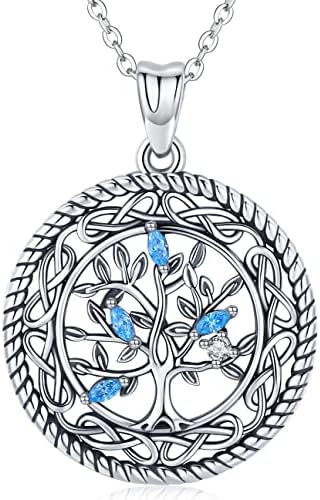 Tree-of-Life-Necklace for Women, Silver-Jewellery-Pendant for Mom Wife Girlfriend Girls Daughter