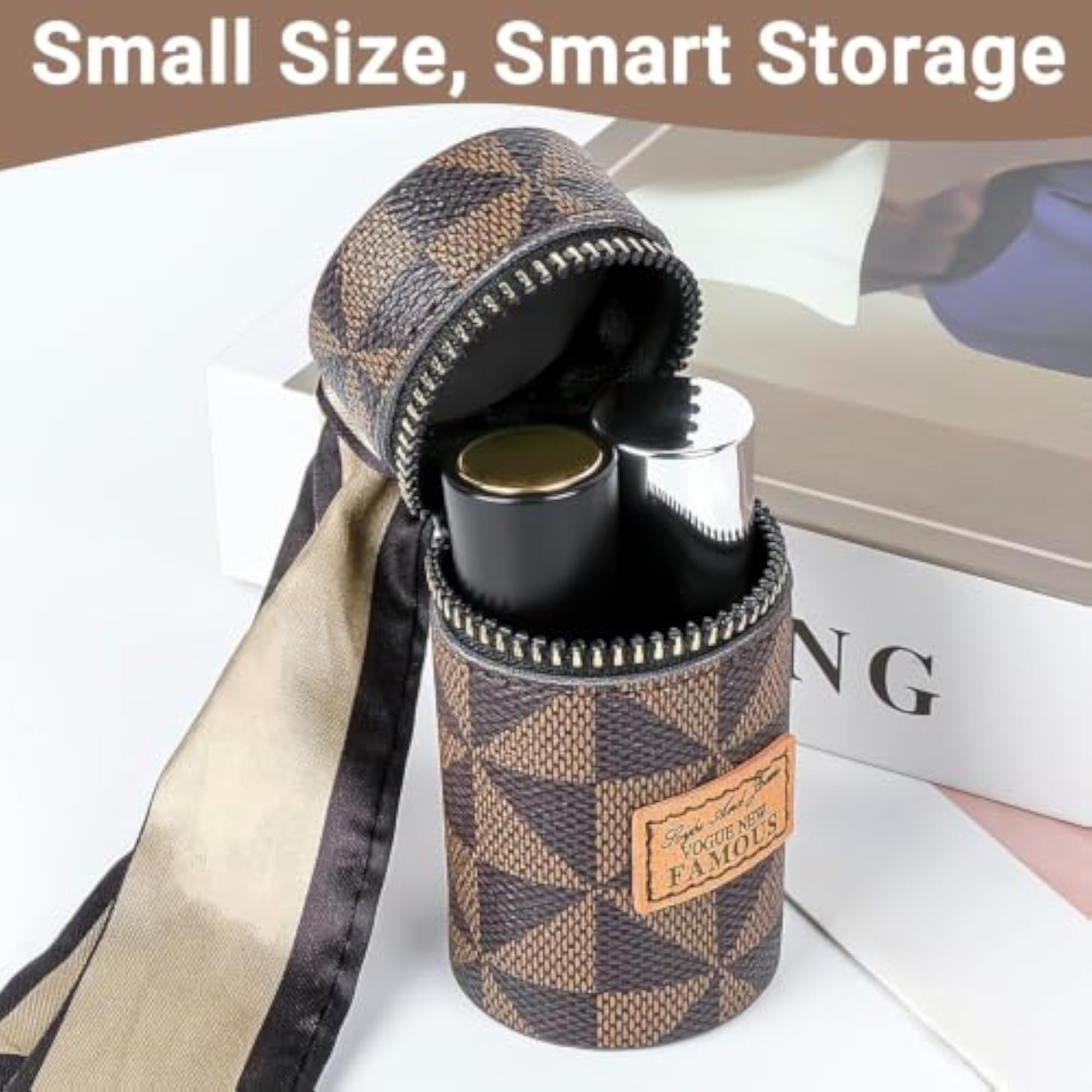 Mini Leather Keychain Coin Pouch, Round Zipper Bag