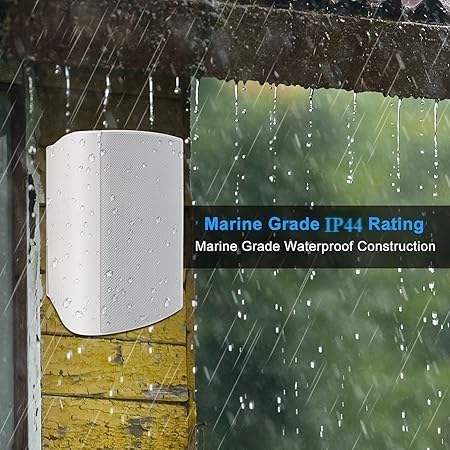 Herdio 6.5 Inch 400W Indoor Outdoor Speakers Wired Waterproof Passive with Powerful Bass,Wall Mount Speakers for Patio Garage Covered Deck,All-Weather Durability(Pair,White) - Image 6
