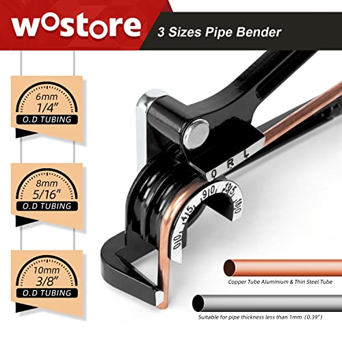Wostore 180 Degree Tubing Bender for 1/4 5/16 and 3/8Inch Copper Aluminum Thin Stainless Steel Black - Thumbnail 2