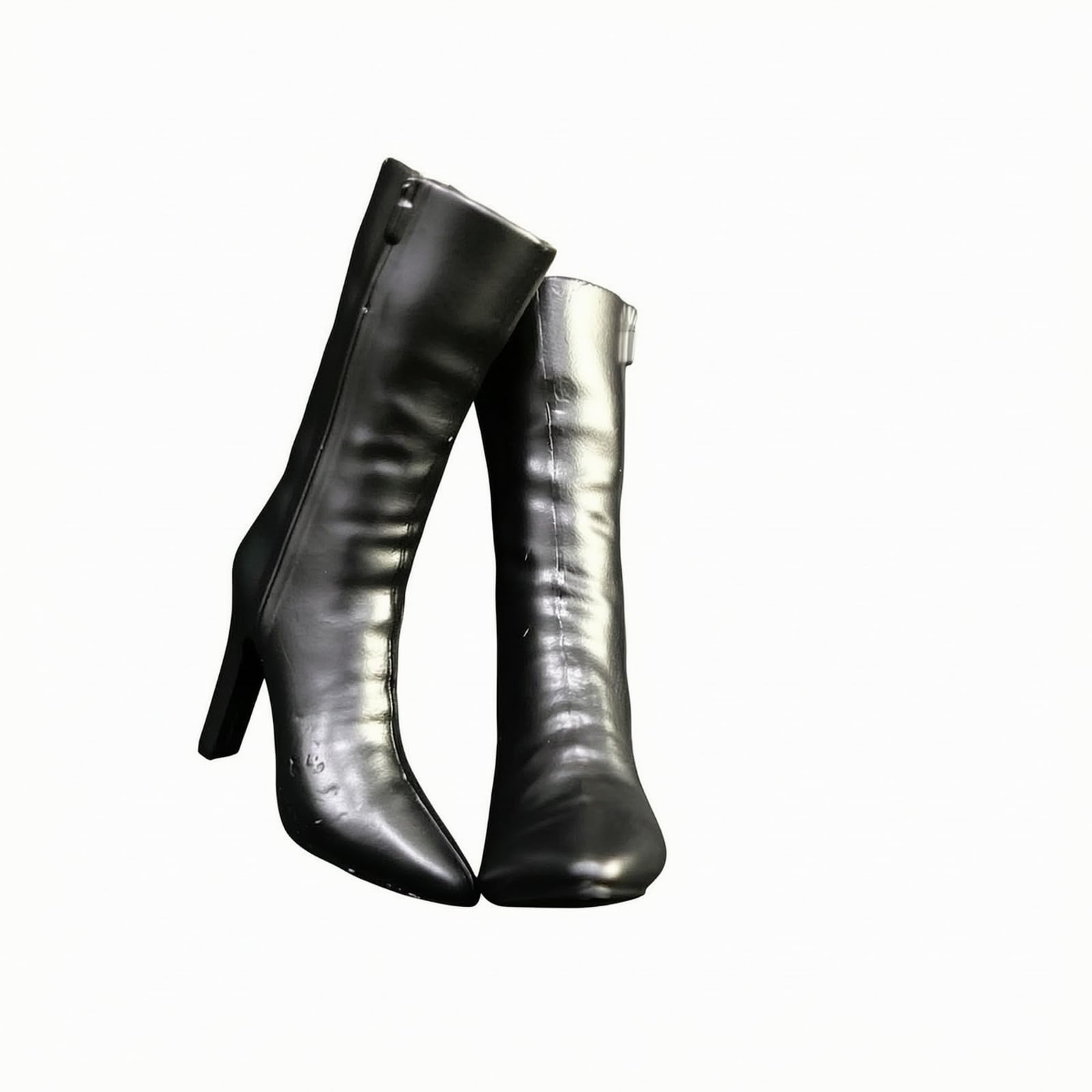 PETSOLA Glossy 1/6 Scale Boots | Wear Resistant, 1/6 Doll Boots with Zipper, Cool, for Action Figures, Fashion Dolls, Collectors, Black