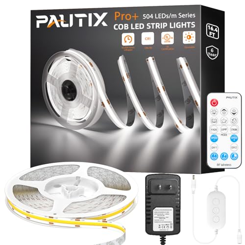 Tira LED PAUTIX COB 16.4ft Blanco Día 6500K con Conectores en L miniatura 2
