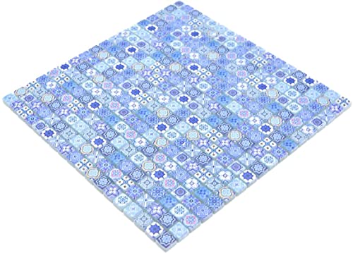 Mosaikfliese Glasmosaik Kombi Retro Biscuit blau