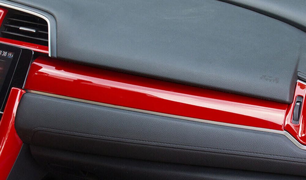 Lot de 3 accessoires de voiture pour Honda Civic 10e génération 2016-2021 en ABS pour tableau de bord (rouge)