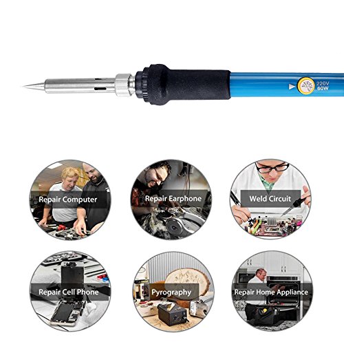 Soldering Iron Kit, Anself Electric Soldering Iron 60W Adjustable Temperature Welding + 5 Replacement Soldering Tips Set