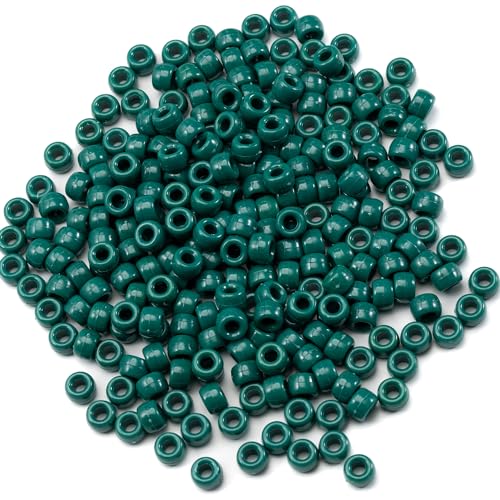 Image of 1000 Pcs Acrylic Pony Beads 6x9mm Bulk for Bracelet Necklace Jewelry Making Earring Hair Braiding Kandi Beads (Blackish Green)
