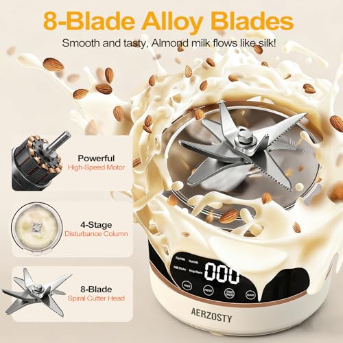 10-in-1 Nut Milk Maker Machine - 40oz/1.0L Soy Milk Maker with Auto Clean, 24-Hour Delay, Keep Warm, Boil Water, Almond Milk Maker for Homemade Oat, Juice, Milk Shakes, and Dairy-Free Drinks - Image 4