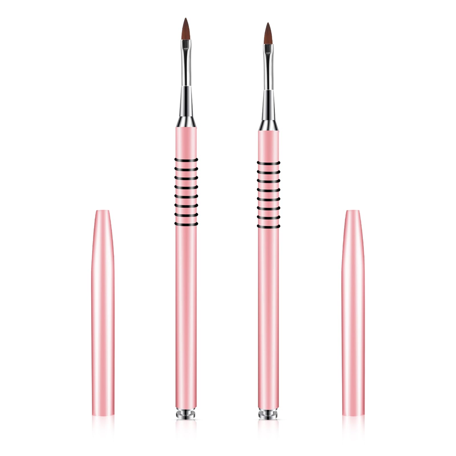 2Pcs 3D Nail Brush for Acrylic Nails Size #2#4 3D Flower Brushes Kolinsky Nail Art Brushes, Nails Design Brush Manicure Tools for Women with Non-Slip Handle, Pink