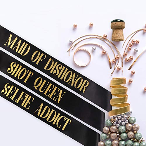 Pop Fizz Designs Bachelorette Sash Set (12 Pcs) 1 White Bride To Be Sash + 1 Maid Of Honor Sash + 10 Bachelorette Sashes For The Bride Tribe - Amazing Bachelorette Party Favors #TOP6