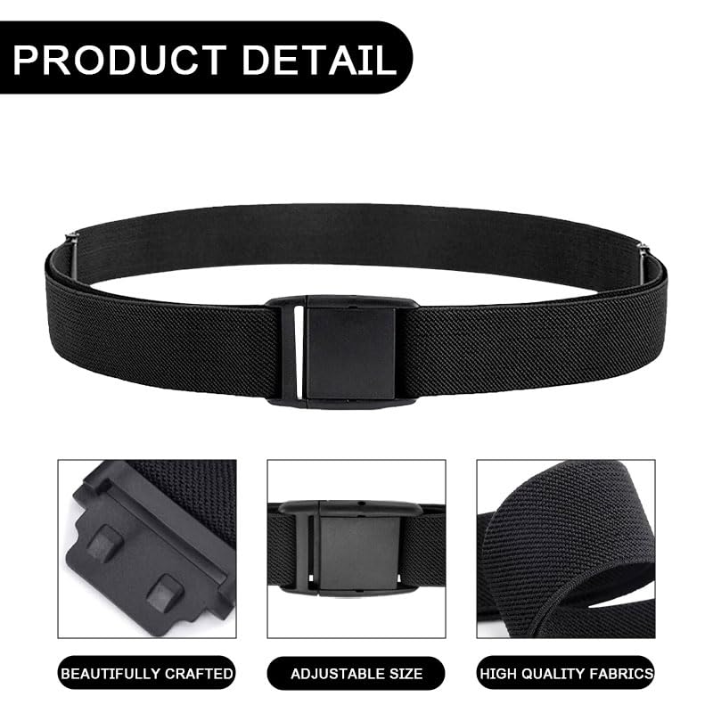 Cinturón de tela universal para niños, 1 pieza, cinturón ajustable sin metal para uniformes escolares/jeans/pantalones y vestidos, Negro , Talla única