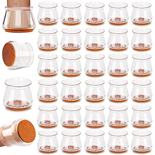 32 Stück Stuhlbeinkappen, Stuhlbeinschoner Stuhlbeinschutz, Schutzkappen Für Stuhlbeine, Transparent Elastische Möbel Silikonschutzhülle, Stuhlbeinkappen ​für Stumme Möbelbewegungen Cover