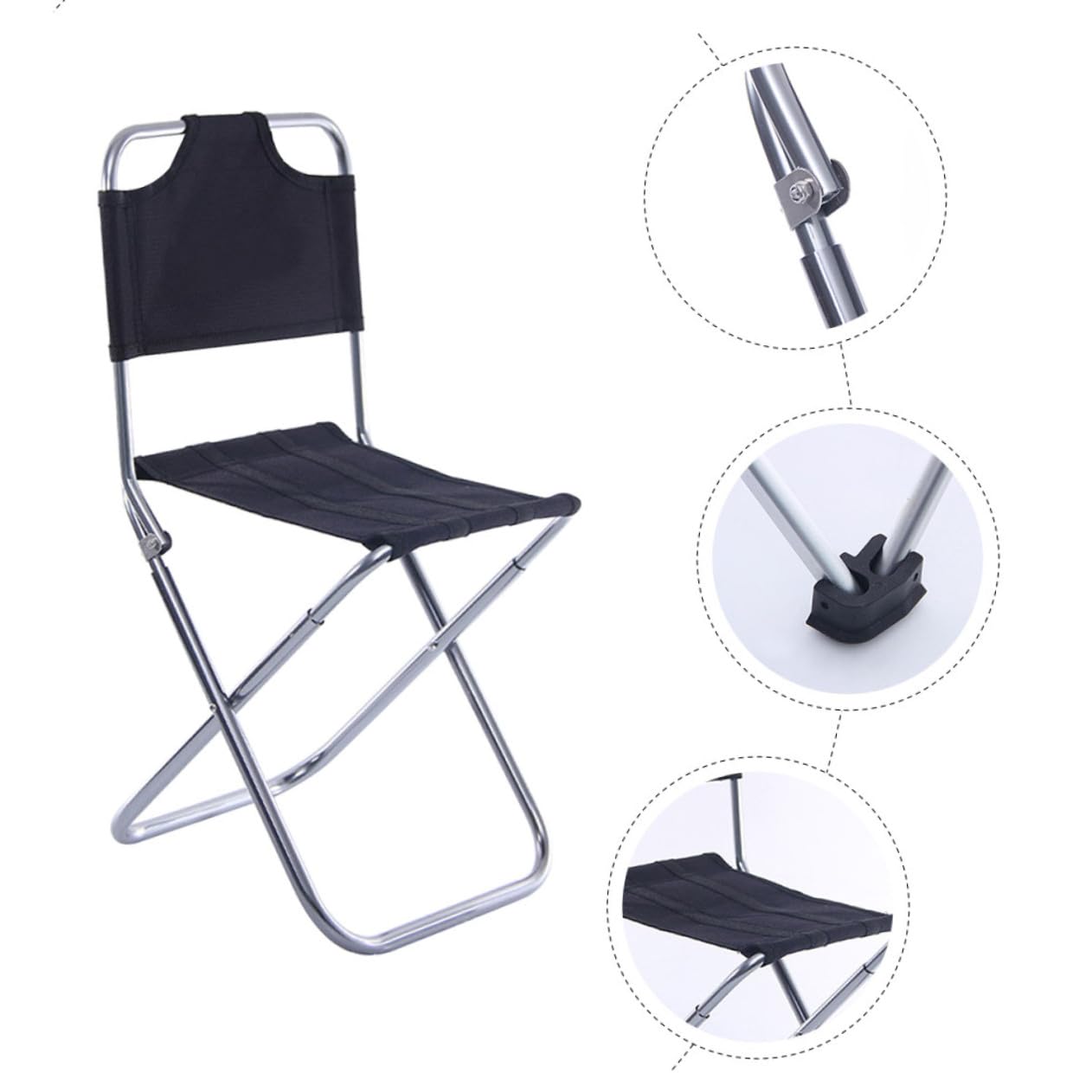 Sgabello Pieghevole in Lega di Alluminio con Schienale Sedia da Campeggio Portatile per Pesca e Giardino Design Stabile e Trasportabile con Borsa di Stoccaggio