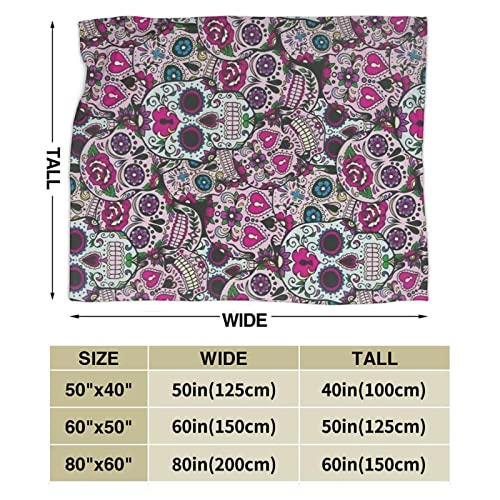 Throw Blanket Purple Sugar Candy Skulls Summer Cooling Blanket Super Soft Micro Fleece Blanket Lightweight Comfort Warm For Couch Travel Chair - All Season Premium Bed Blanket 80 X 60 Inches #TOP2