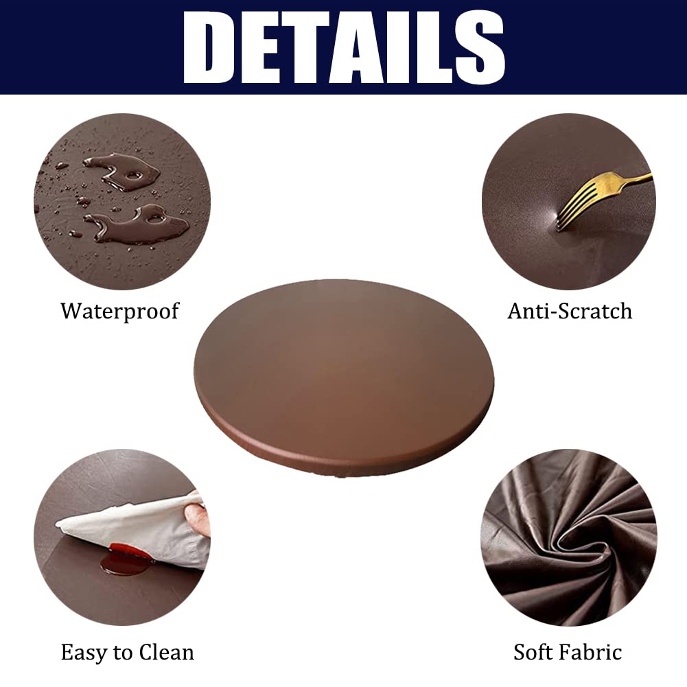 Mantel de Elástica Ajustada Protector de Mesa con Bordes Impermeable Cubierta de Mesa Resistente a Agua 90cm Corte Entallado Redondo Patrón de Madera