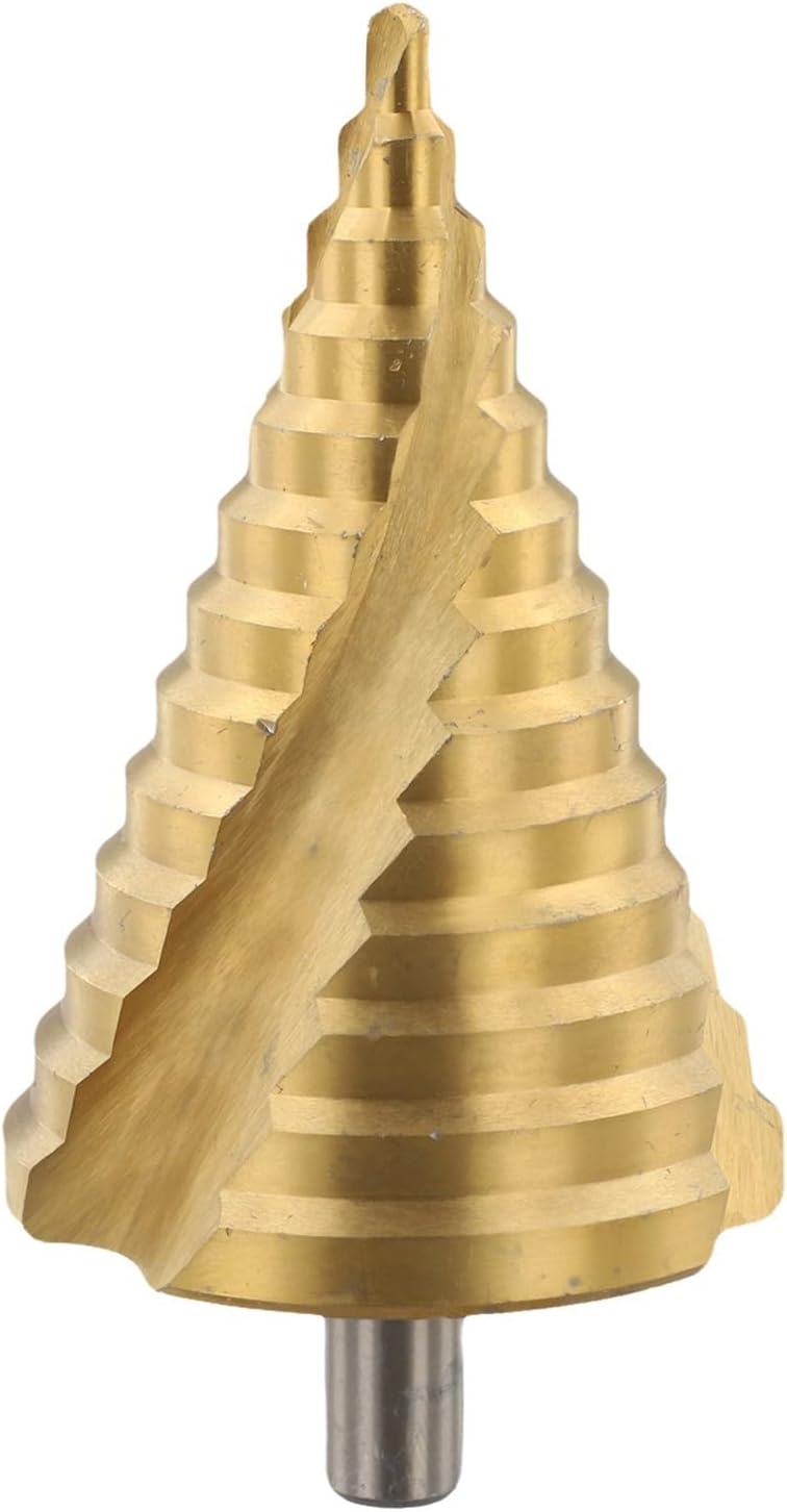 HSS Step Drill Bit 6-65mm with Titanium Coating, 13-Step Spiral Groove Hole Cutter for Metal Wood PVC, Self-Centering Cone Drill