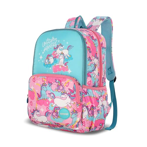 Image of American Tourister Jupy | 26 Ltrs | 2 Compartments | Bottle Pocket | Ergonomic Padded Back Panel & Shoulder Straps | Kids Backpack | 1 Year International Warranty | Unicorn Pink