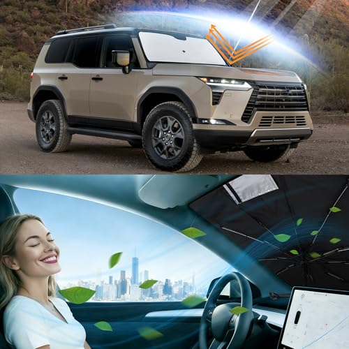 Image of Windshield Sun Shade for 2024-2026 GX 550 | Foldable, Full covered for windshield, Block UV Rays, Heat Reduction, Easy to install, Keeps Car Cooler