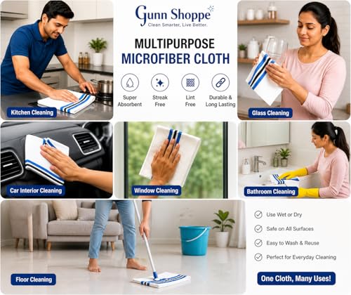 Image of Microfiber Floor Cleaning Cloth /Pocha /Wipes 51x51 cm - Multipurpose for Floor, Kitchen, Glass, Car & TV Cleaning 400 GSM, Non Stretchable, Soft & Super Absorbent, Resuable, Instant Dry (2)